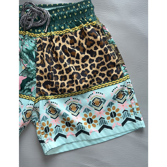Pangea X Funboy | Medium Swim Trunks | Eclectic | Geometric Animal Print | Lined - Picture 4 of 10